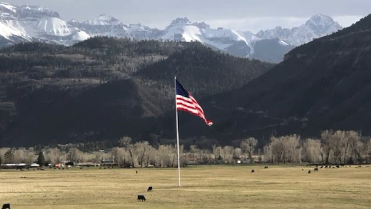 Large American Flag in Ridgway, Colorado.